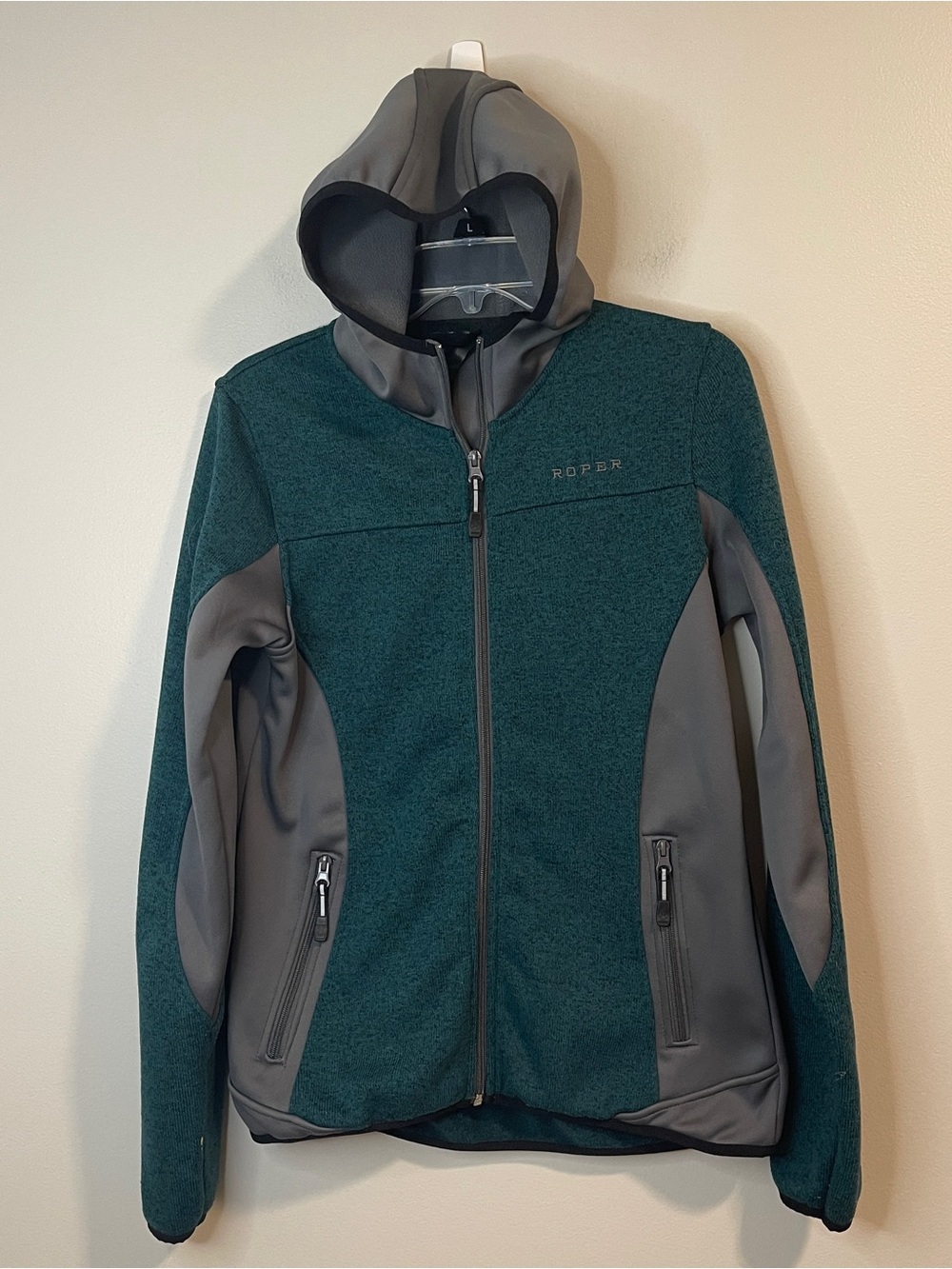 Roper Teal and Gray Hooded Utility Jacket